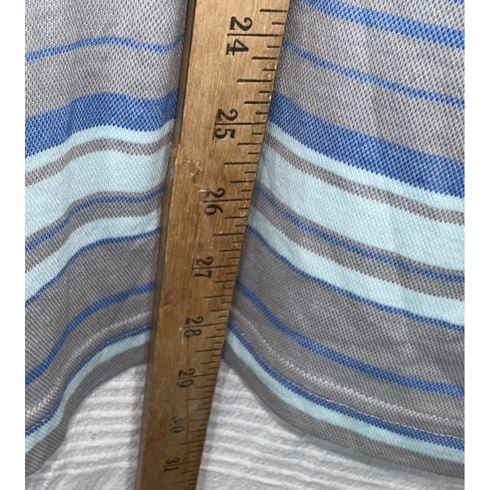 Travis Mathew Performance Golf‎ Polo XL Blue Gray Striped Pima Cotton Blend - Picture 4 of 7